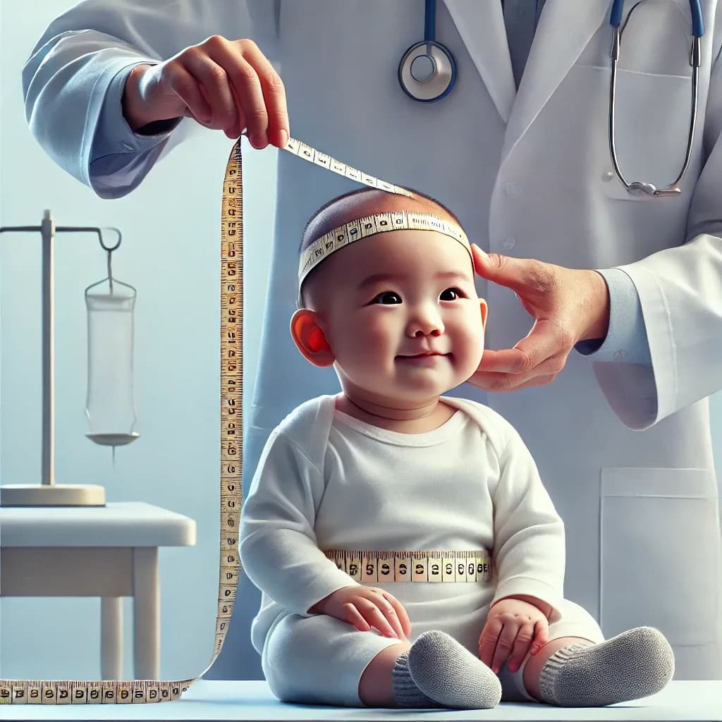 DALL E 2025 03 17 12 26 52 A realistic illustration of a baby having its head circumference measured with a soft measuring tape by a healthcare professional The baby is calm s content image